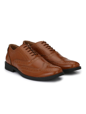 Men's tan brown brogue Oxford shoes