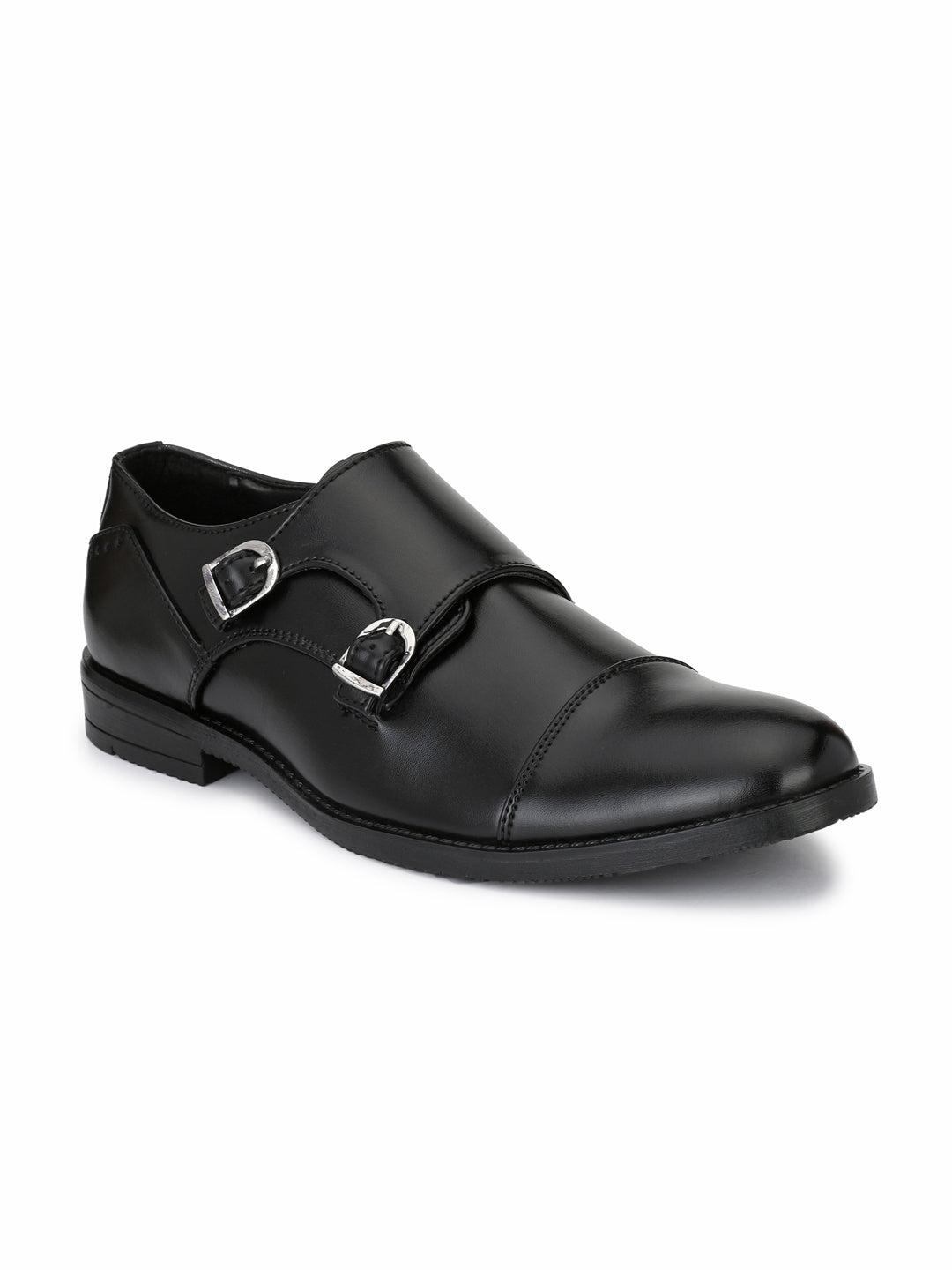 Men's black double monk strap Formal Shoes