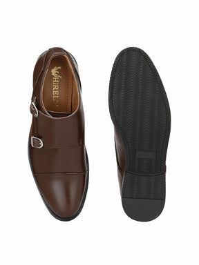 Men's Dark Brown Double Monk Strap Formal Shoes