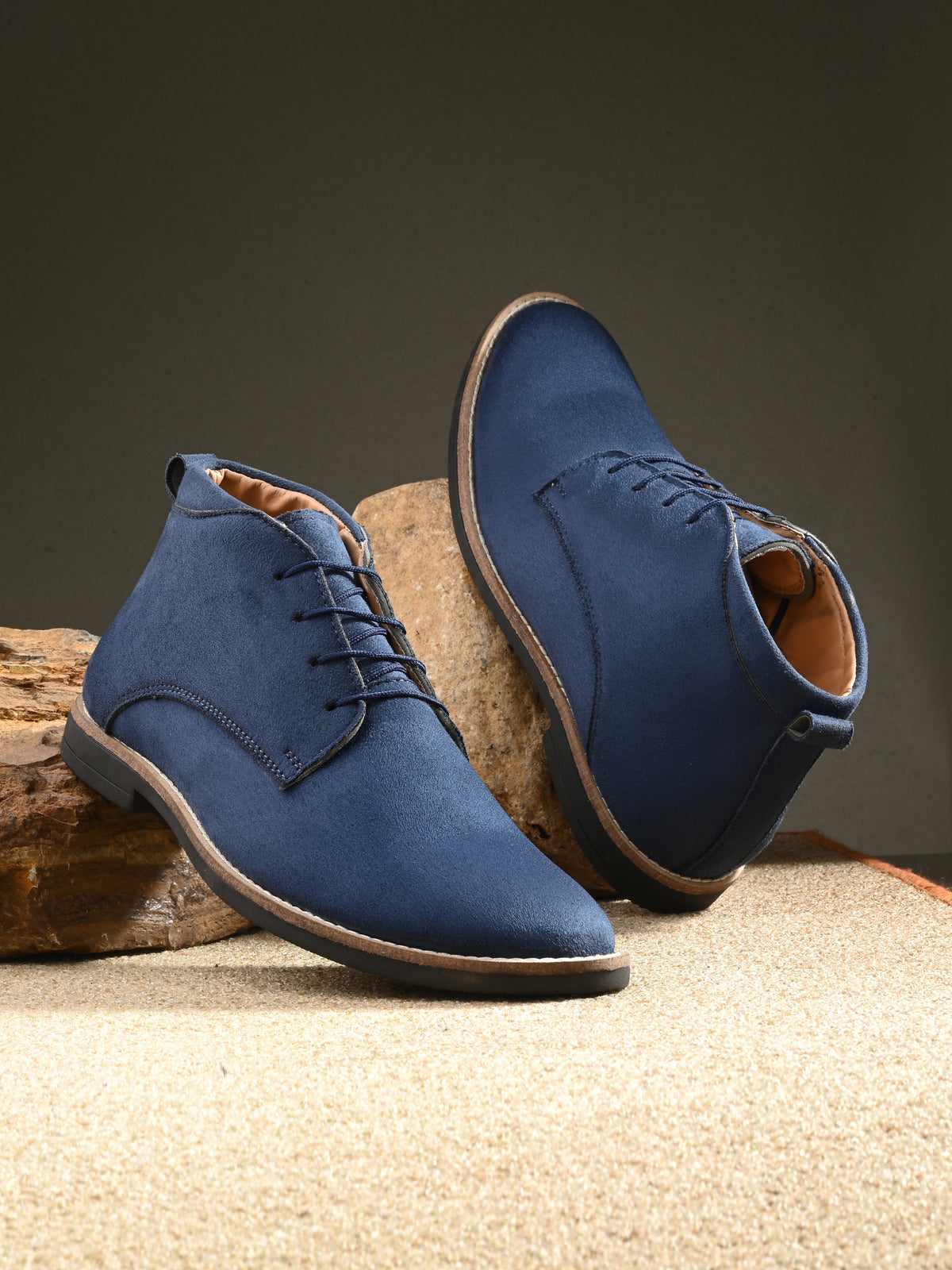 Men Blue Suede Chukka Boots